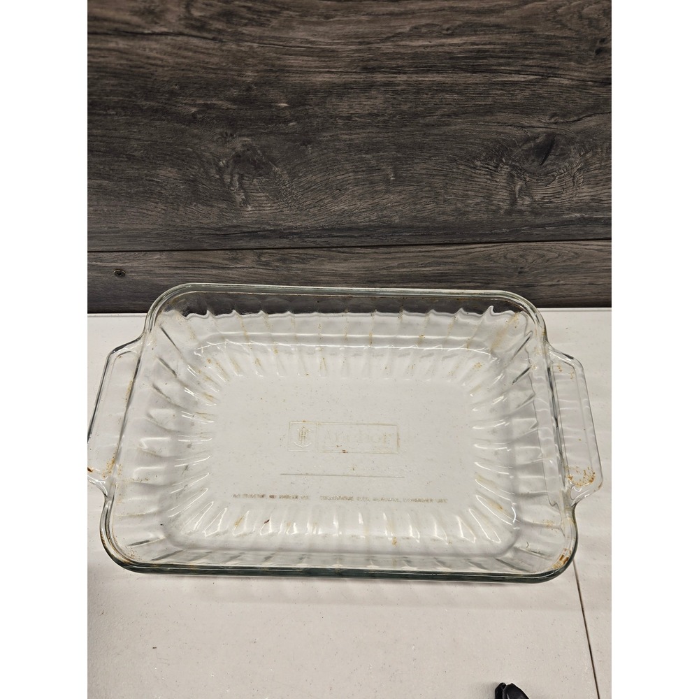 Anchor Hocking 2 Qt Clear Glass Baking Dish 8x11 Fluted Casserole Pan USA Made